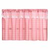 Pink Plaid Cafe Kitchen Curtains Half Window Curtain Bedroom Doorway Curtain, 55x24 inch