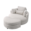 [Video] Welike Swivel Accent Barrel Modern Sofa Lounge Club Big Round Chair with Storage Ottoman Linen Fabric for Living Room Hotel with Pillows