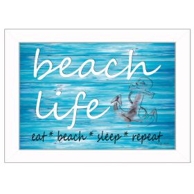 "Beach Life" By Cindy Jacobs, Printed Wall Art, Ready To Hang Framed Poster, White Frame