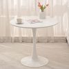 31.5" Round Dining Table, Mid-Century White Tulip Table, Metal Base Pedestal Table for 2-4 Person,Easy Assembled Leisure Coffee Table