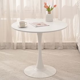 31.5" Round Dining Table, Mid-Century White Tulip Table, Metal Base Pedestal Table for 2-4 Person,Easy Assembled Leisure Coffee Table