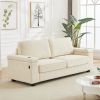 86.5 inch Sofa Couch- Deep Seat Sofa with two storage spaces, T-Pyce Charging Ports , USB Charging Ports & 2 Cup ,Corduroy 3 Seater Couch, Modern Sofa