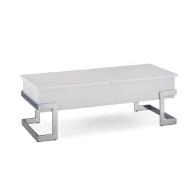 White High Gloss and Chrome Coffee Table with Lift Top