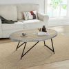 Weathered Grey Oak and Black Oval Coffee Table