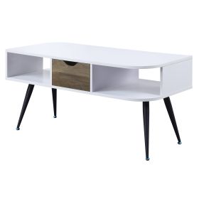 White and Black Coffee Table with 1 Drawer