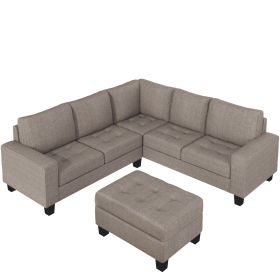 Sectional Corner Sofa L-shape Couch Space Saving with Storage Ottoman &amp; Cup Holders Design for Large Space Dorm Apartment