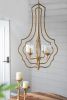 4 - Light Metal Chandelier, Hanging Light Fixture with Adjustable Chain for Kitchen Dining Room Foyer Entryway, Bulb Not Included