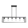 6 Light Rectangle Chandelier Contemporary Farmhouse Linear Pendant Lighting Black Industrial Vintage Kitchen Island Metal Cage Ceiling Light Fixture