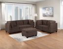 Modular Sofa Set 6pc Set Living Room Furniture Sofa Loveseat Tufted Couch Nail heads Black Coffee Linen Like Fabric 4x Corner Wedge 1x Armless Chair a