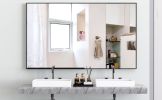 60"x40" Oversized Modern Rectangle Bathroom Mirror with Black Frame Decorative Large Wall Mirrors for Bathroom Living Room Bedroom Vertical or Horizon