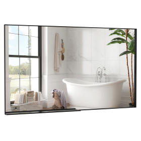 60"x40" Oversized Modern Rectangle Bathroom Mirror with Black Frame Decorative Large Wall Mirrors for Bathroom Living Room Bedroom Vertical or Horizon