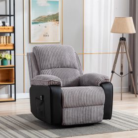 Grey Fabric Recliner Chair Theater Single Recliner Thick Seat and Backrest, suitable for living room, side bags Electric sofa chair, electric remote c