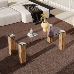 Glass-Top Coffee Table,tea table, with MDF Legs - Stylish Blend of Elegance and Durability 44.9"*21.7"*16.9"