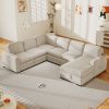 U_Style U-shaped Corduroy Combination Corner Sofa with Storage Lounge Chair, 6-seater Oversized Sofa, With USB interfaces,Suitable for Living Room, Of