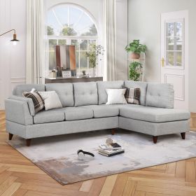 97.2" Modern Linen Fabric Sofa, L-Shape Couch with Chaise Lounge,Sectional Sofa with one Lumbar Pad,Gray