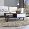 DEPOT E-SHOP Kobe Coffee Table 2.0 , One Open Shelf, One Drawer, Dark Brown/White