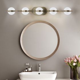 Modern Minimalist Bathroom Vanity Light, LED 5 Bulb Frosted Glass Shades, Wall Mounted Decorative Lighting Fixture, Suitable for Bathroom Vanity Mirro