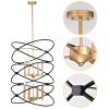 Transitional Gold/Matte Black Metal Chandelier Fixture; 8 lights ; 2-Tier-Candle Ceiling Light for Living Room; Bedroom; Dining Room; Dimmable; E12; W