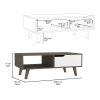 DEPOT E-SHOP Kobe Coffee Table 2.0 , One Open Shelf, One Drawer, Dark Brown/White