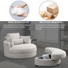 [Video] Welike Swivel Accent Barrel Modern Sofa Lounge Club Big Round Chair with Storage Ottoman Linen Fabric for Living Room Hotel with Pillows