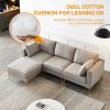 ADF Living Room Furniture Modern Leisure L Shape Couch Grey Fabric