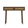 Bohemian Table, 2 Natural Rattan drawers in Walnut