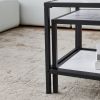 Modern Nesting coffee table Square & rectangle; Black metal frame with wood marble color top