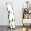 3rd generation gray solid wood frame full length mirror, dressing mirror, bedroom porch, decorative mirror, clothing store, floor mounted large mirror