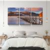 3 Panels Framed Jetty & Lake Canvas Wall Art Decor,3 Pieces Mordern Canvas Decoration Painting for Office,Dining room,Living room, Bedroom Decor-Ready