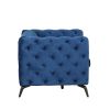 40.5" Velvet Upholstered Accent Sofa,Modern Single Sofa Chair with Button Tufted Back,Modern Single Couch for Living Room,Bedroom,or Small Space,Blue