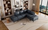 94.88" L-Shaped Corner Sofa Pu Leather Sectional Sofa Couch with Movable Storage Ottomans for Living Room, Blue