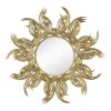 38" Sunburst Metal Decorative Mirror with Gold Finish, Boho Wall Decor Sun Mirror for Living Room Bathroom Enterway