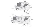 Grey Polyfiber Sofa And Loveseat 2pc Sofa Set Living Room Furniture Plywood Tufted Couch Pillows