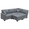 [VIDEO provided][New]89.8*60.2" Modern Sectional Sofa,5-Seat Modular Couch Set with Convertible Ottoman,L-Shape Linen Fabric Corner Couch Set with 2 P