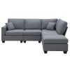 [VIDEO provided][New]89.8*60.2" Modern Sectional Sofa,5-Seat Modular Couch Set with Convertible Ottoman,L-Shape Linen Fabric Corner Couch Set with 2 P