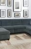 Living Room Furniture Gray Chenille Modular Sectional 7pc Set U-Sectional Modern Couch 2x Corner Wedge 3x Armless Chairs and 2x Ottoman Plywood