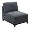 Ash Grey Chenille Fabric Modular Sectional 7pc Set Living Room Furniture U-Sectional Couch 2x Corner Wedge 3x Armless Chairs and 2x Ottomans Tufted Ba