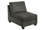 Living Room Furniture Gray Chenille Modular Sectional 7pc Set U-Sectional Modern Couch 2x Corner Wedge 3x Armless Chairs and 2x Ottoman Plywood