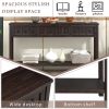 TREXM Rustic Entryway Console Table, 60" Long Sofa Table with two Different Size Drawers and Bottom Shelf for Storage (Espresso)