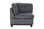 Ash Grey Chenille Fabric Modular Sectional 6pc Set Living Room Furniture Corner Sectional Couch 3x Corner Wedge 2x Armless Chairs and 1x Ottoman Tufte