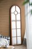 24x79" Half-Round Elongated Mirror with Decorative Window Look Classic Architecture Style Solid Fir Wood Interior Decor