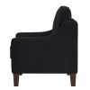 Modern Armchair, Living Room Single Seat Sofa Chair with Wooden Legs, Upholstered Velvet Accent Chair for Living Room, Bedroom,Black