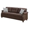 2pcs Sofa set Living Room Furniture Dark Coffee Plush Polyfiber Sofa Loveseat w Console Pillows Couch