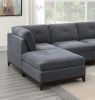 Ash Grey Chenille Fabric Modular Sectional 6pc Set Living Room Furniture U-Sectional Couch 2x Corner Wedge 2x Armless Chairs and 2x Ottomans Tufted Ba