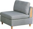 Living Room Furniture 6pc Modular Sectional Set Light Grey Dorris Fabric Couch 2x Corner Wedges 3x Armless Chairs And 1x Ottoman