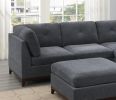 Ash Grey Chenille Fabric Modular Sectional 6pc Set Living Room Furniture Corner L-Sectional Couch 2x Corner Wedge 2x Armless Chairs and 2x Ottomans Tu