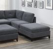 Ash Grey Chenille Fabric Modular Sectional 6pc Set Living Room Furniture Corner L-Sectional Couch 2x Corner Wedge 2x Armless Chairs and 2x Ottomans Tu