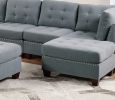 Modular Sectional 9pc Set Living Room Furniture Corner Sectional Tufted Nail heads Couch Gray Linen Like Fabric 3x Corner Wedge 4x Armless Chairs and