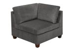 Living Room Furniture Gray Chenille Modular Sectional 7pc Set U-Sectional Modern Couch 2x Corner Wedge 3x Armless Chairs and 2x Ottoman Plywood