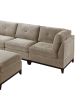 Camel Chenille Fabric Modular Sectional 7pc Set Living Room Furniture L-Sectional Couch 2x Corner Wedge 3x Armless Chairs and 2x Ottomans Tufted Back